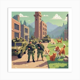 Army & pets Art Print