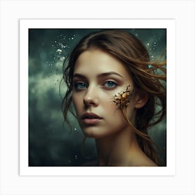 Beautiful Girl With A Broken Face Art Print