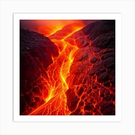 Firefly Volcanic, Magma, Flow, Illustration, Molten, Lava, Heat, Fiery, Color Palette, Orange, Red, (3) Art Print