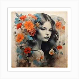 'The Girl With Flowers' Art Print