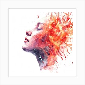 Watercolor Of A Woman'S Head 1 Art Print