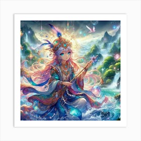 Lord Krishna in his divine form ,anime style Art Print