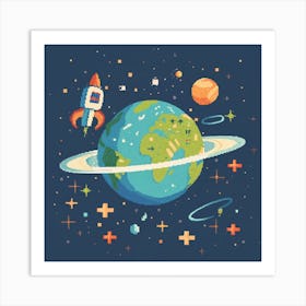 Pixel Art Space Poster 3 Art Print