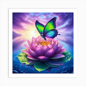 Butterly around flowers 3 1 Art Print