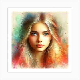 Portrait Of A Girl With Blue Eyes 5 Art Print