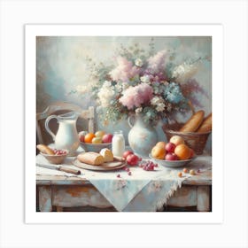 Table With Flowers Art Print