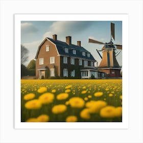 Windmill By Farmhouse Art Print