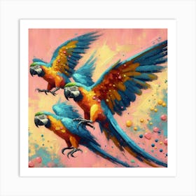 Parrots In Flight 1 Art Print