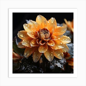 Dahlias In The Rain Art Print