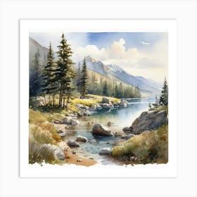 Watercolor Landscape Painting Art Print