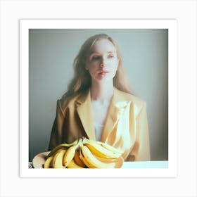 Portrait Of A Girl With Bananas Art Print