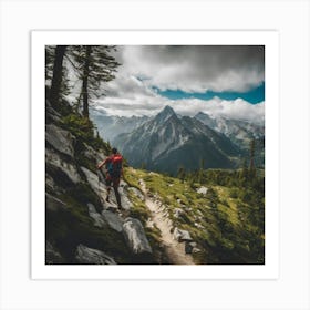 Hiker In The Mountains Art Print