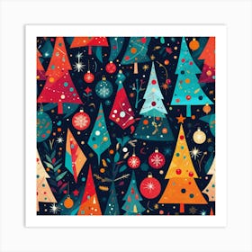 Christmas Tree Seamless Pattern 5 Art Print