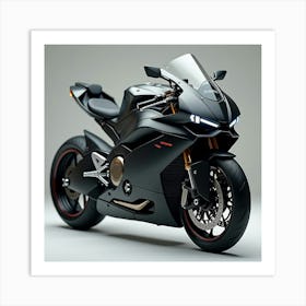 Stealthy Super Bike With Angular Lines And Digital Control Panel 1 Art Print