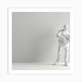 3d Rendering Of A White Man With A Guitar Art Print