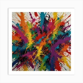 Chaotic Scribbles And Marks In Vibrant Colors Art Print