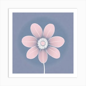 A White And Pink Flower In Minimalist Style Square Composition 278 Art Print