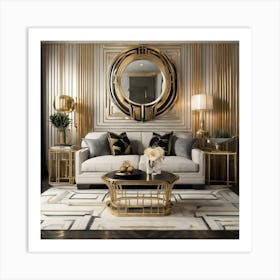 Gold Deco Living Room 1 Art Print