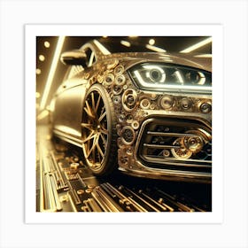 Futuristic Car With Gears Art Print