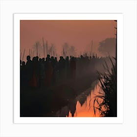 Sunrise In A Village Art Print