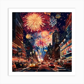 New York City Fireworks Art Print