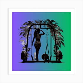 Silhouette Of A Woman In A Gym 1 Art Print