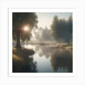 Sunrise Over A River 3 Art Print