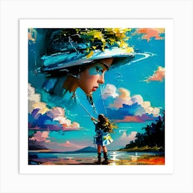 Girl With Hat Art Print