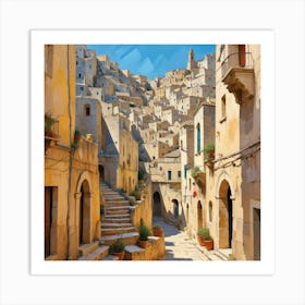 Matera Italy Fauvist Painting Travel Poster Art Print Art Print