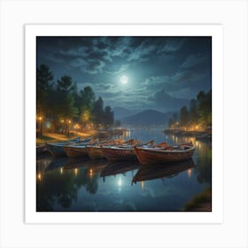 Moonlight On The Lake 3 Art Print