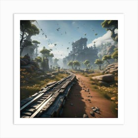 Train Track In The Forest Art Print