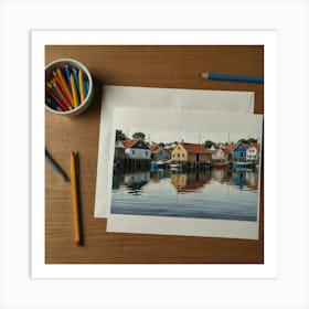 Swedish Fishing Village Art Print