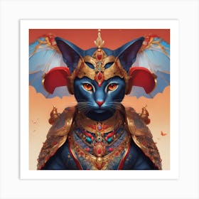 Cat In Armor Art Print