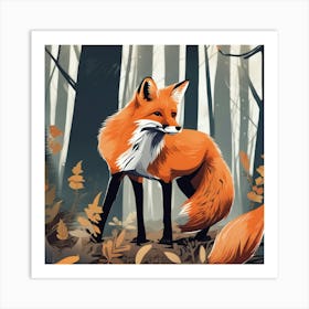 Fox In The Forest 3 Art Print