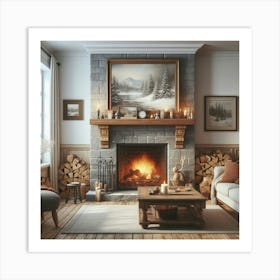 Fireplace In A Living Room 1 Art Print