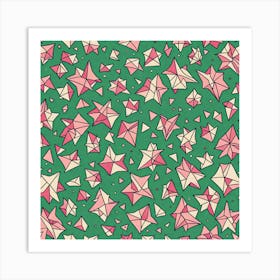 A Seamless Pattern Featuring Polygons Sharp Edges Shapes With Edges, Flat Art, 144 Art Print