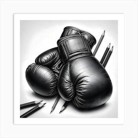 Pencils And Boxing Gloves Art Print