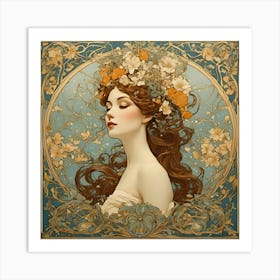 Art Nouveau-Inspired Art Print of a Girl Art Print