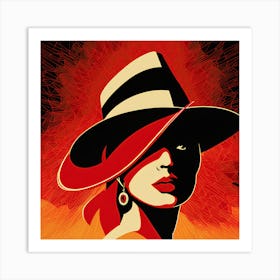 Woman In Hat Art Print