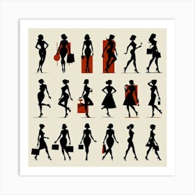 Silhouettes Of Women Art Print