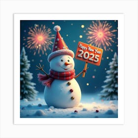 Flux Dev A Jubilant Snowman Stands Amidst A Winter Wonderland 1 Art Print