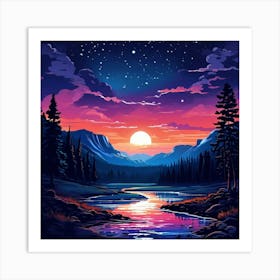 Yellowstone National Park At Nigth Art Print