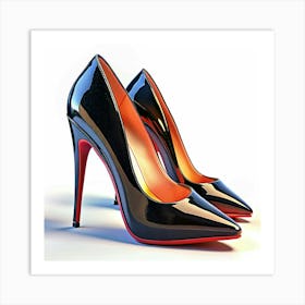 Pair Of Black High Heel Pumps Art Print