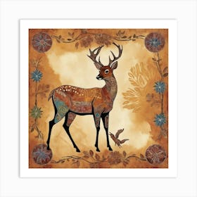 Outback Animals 2 Motif Batik Deer Art Print 2 Art Print