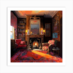 Room With A Fireplace Art Print