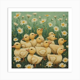 Ducklings Fairycore Painting 3 Art Print