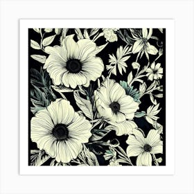 Black And White Flowers Art Print