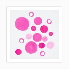 Pink Floral Circles Large Small Art Print
