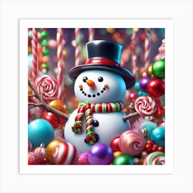 Christmas Snowman 3 Art Print