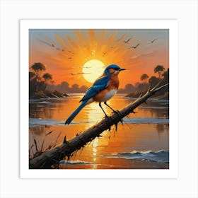 Bird And The Setting Sun Art Print 2 Art Print